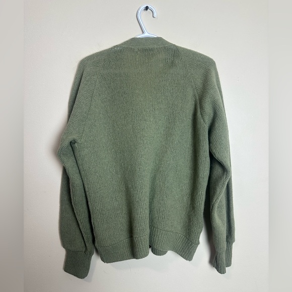Vintage Mercury 2-Ply Wool Cardigan Men’s L Green Suede Panel Button Sweater - Picture 5 of 5